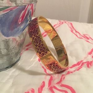 Coach Bangle Bracelet Magenta & Gold Tone